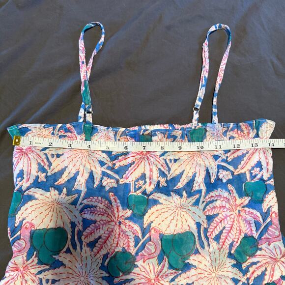 NWOT Oliphant Smocked Back Mini Dress in Cayman Blue 100% cotton size XS - Picture 9 of 10